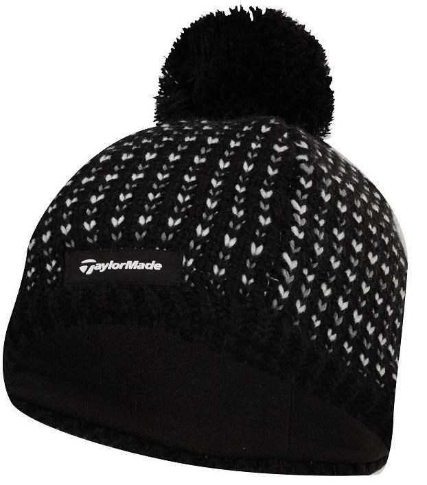 TaylorMade Pom Beanie Damen Wintermütze, schwarz