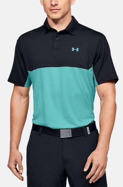 Under Armour Performance 2.0 Colourblock Herren Poloshirt, schwarz//radial turquoise