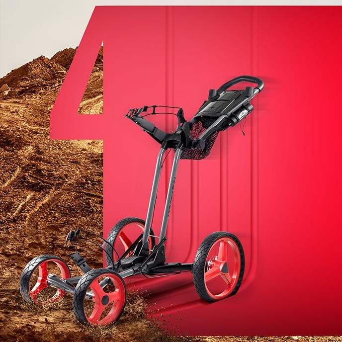 Chariot Poussoir De Golf Sun Mountain PX4 Gris Magnétique/rouge - Aluminium Léger - Neuf Sous Emballage - Idéal Transport équipement