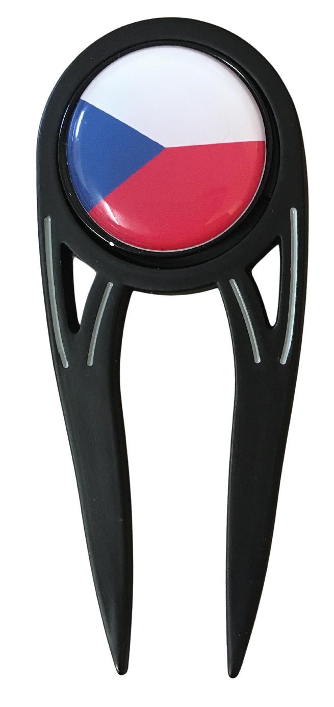 Odyssey Dual Divot Tool, tschechische Flagge, schwarz