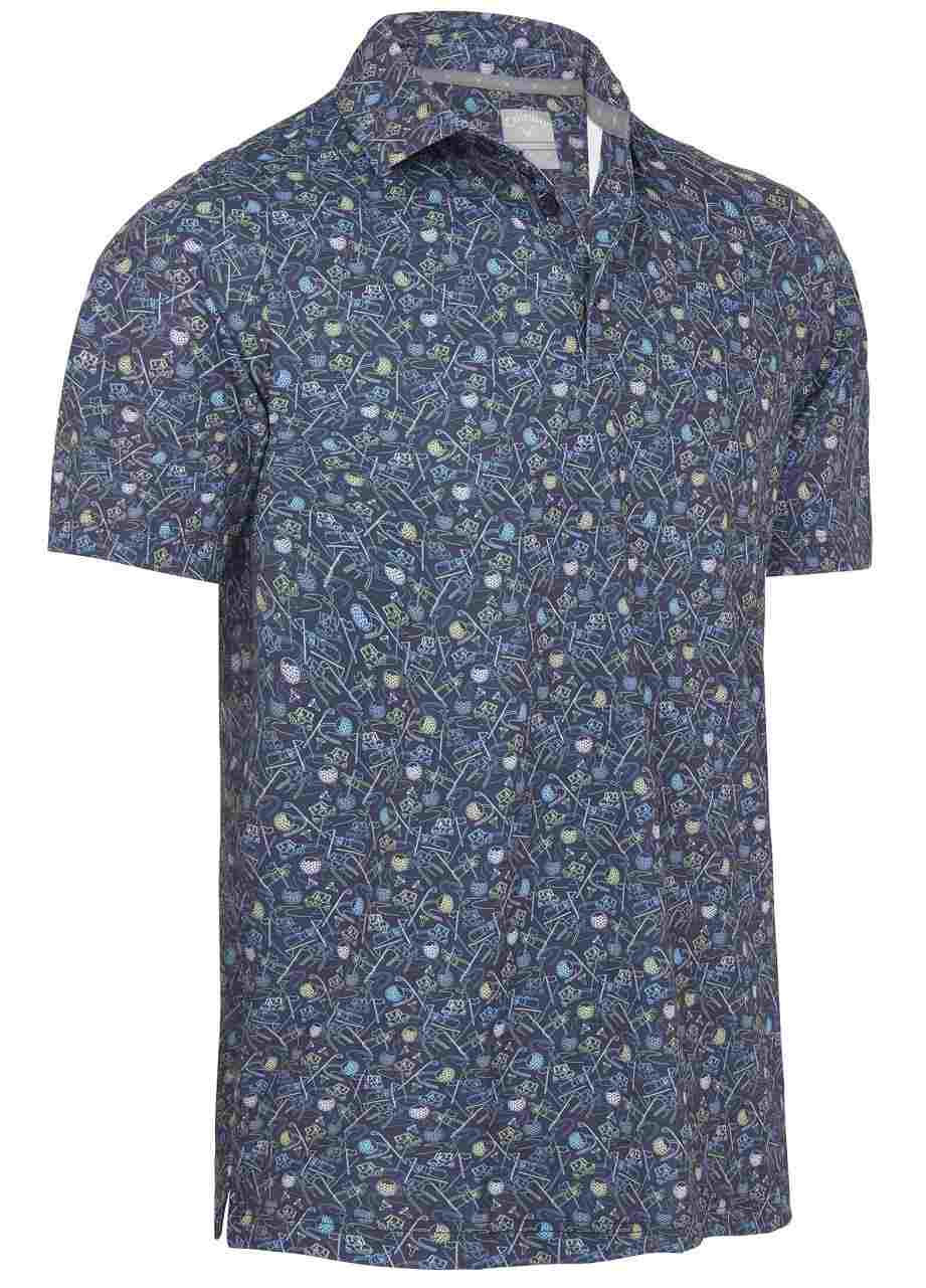 Callaway All Over Golf Novelty Print Herren Poloshirt, dunkelblau