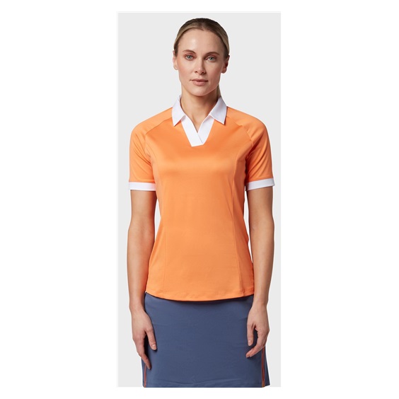 Callaway V-Placket Colorblock Sleeveless Damen Poloshirt, nectarine