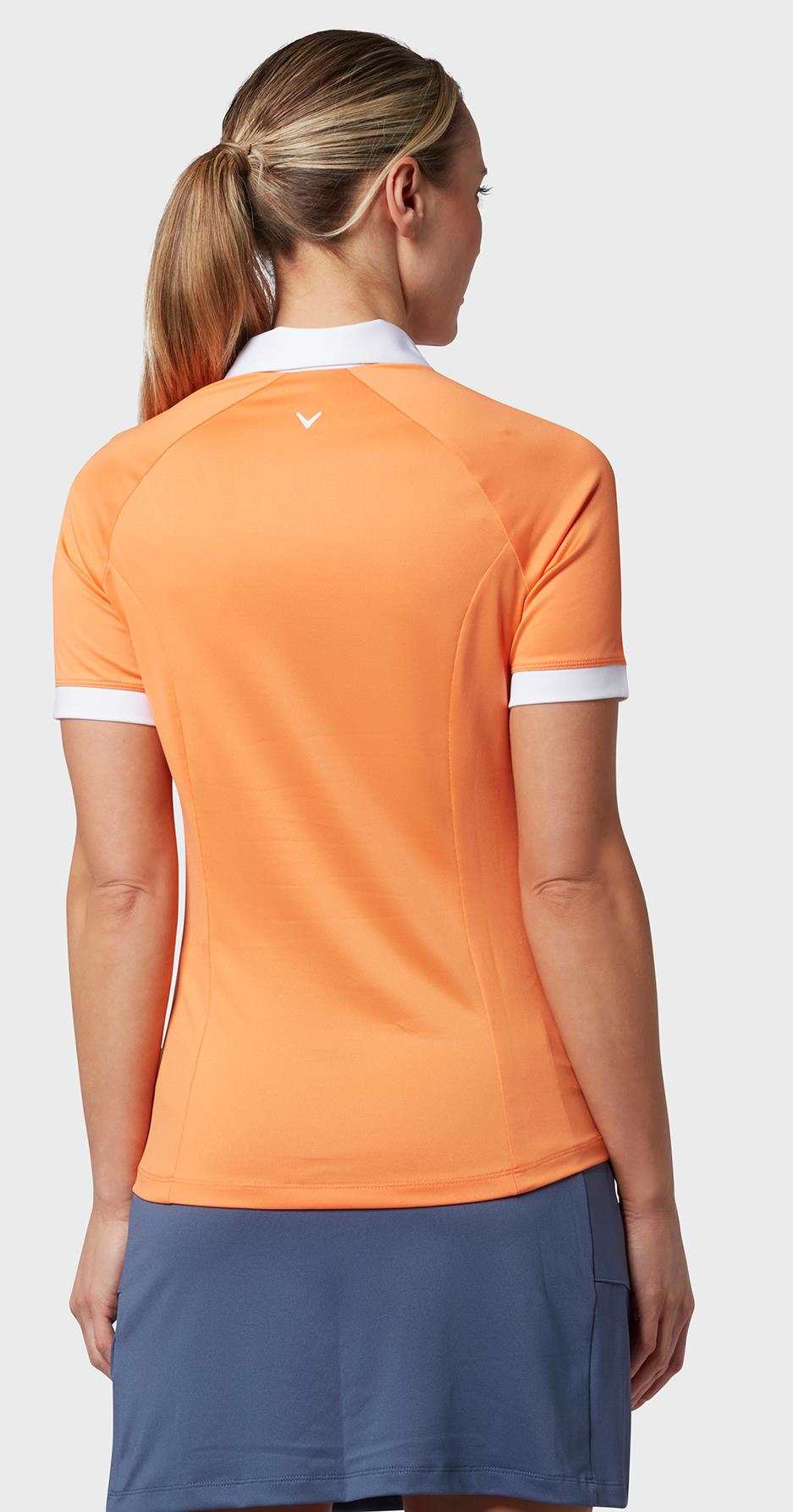 Callaway V-Placket Colorblock Sleeveless Damen Poloshirt, nectarine