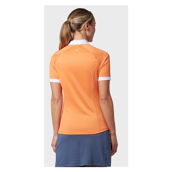 Callaway V-Placket Colorblock Sleeveless Damen Poloshirt, nectarine