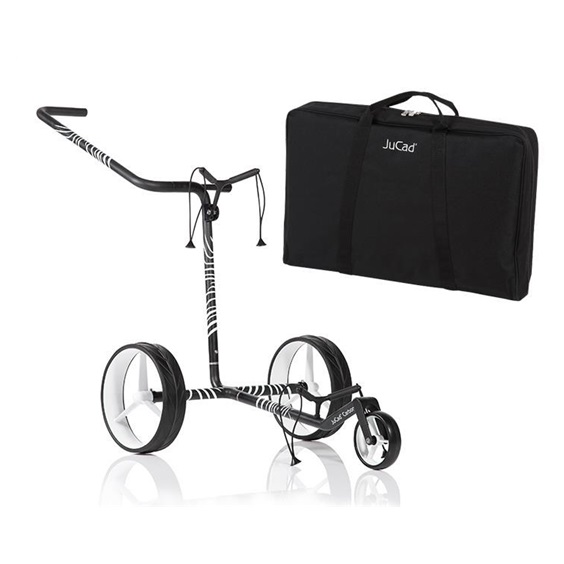 JuCad Carbon Zebra Manuell Golftrolley + Tragetasche