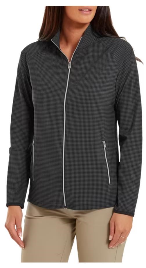 FootJoy Houndstooth Print Woven Damen Sweatshirt, schwarz