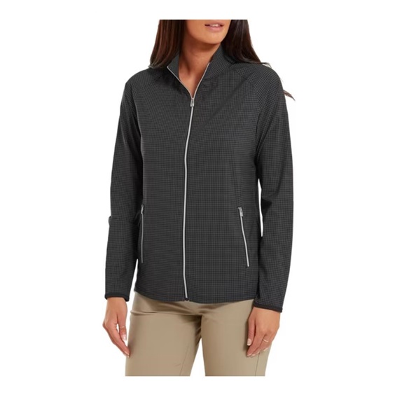 FootJoy Houndstooth Print Woven Damen Sweatshirt, schwarz