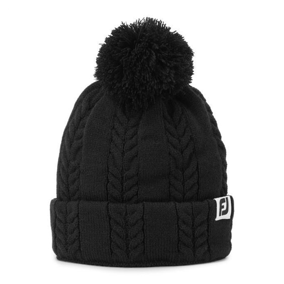 FootJoy Cable Knit Bobble Damen Wintermütze, schwarz