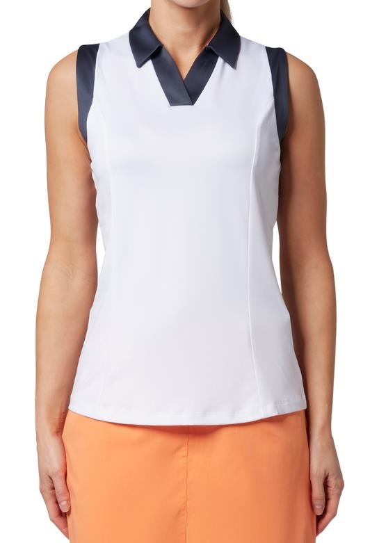 Callaway V-Placket Colorblock Sleeveless Damen Poloshirt, weiss