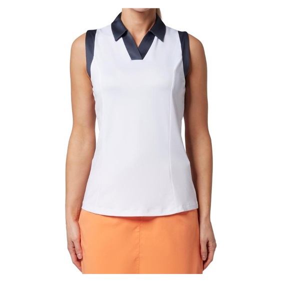 Callaway V-Placket Colorblock Sleeveless Damen Poloshirt, weiss