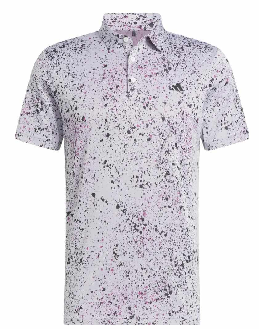 Adidas Jacquard Herren Poloshirt, white/black/lucid fuchsia | Golf 