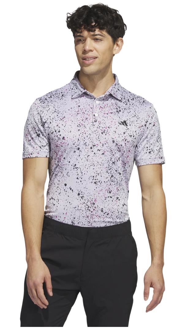 Adidas Jacquard Herren Poloshirt, white/black/lucid fuchsia | Golf 