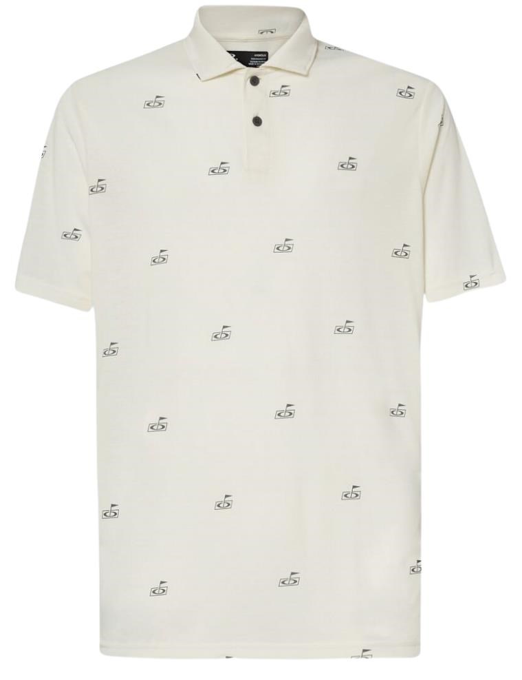 Oakley Golf Flag Pattern Herren Poloshirt, arctic white