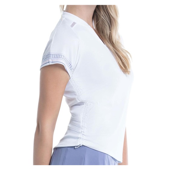 Lucky in Love Stripe Damen Poloshirt, weiss