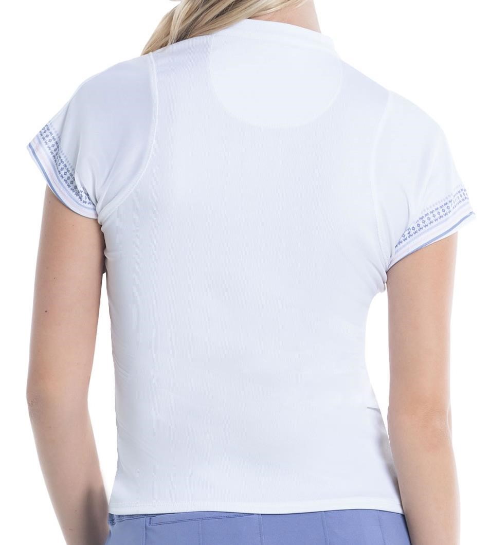 Lucky in Love Stripe Damen Poloshirt, weiss
