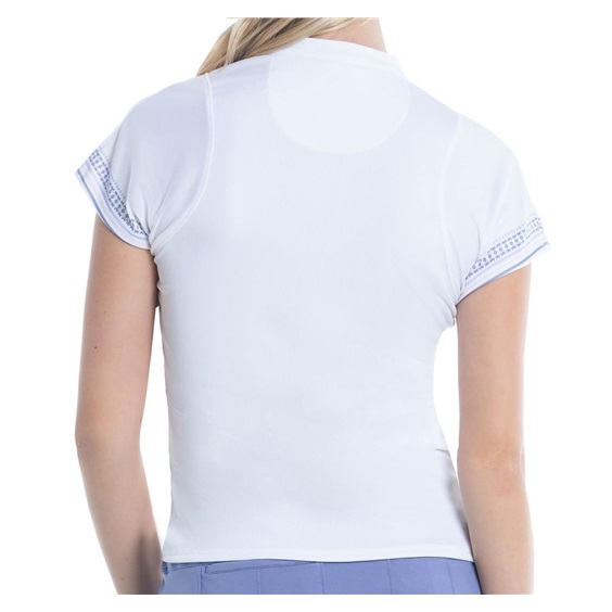 Lucky in Love Stripe Damen Poloshirt, weiss