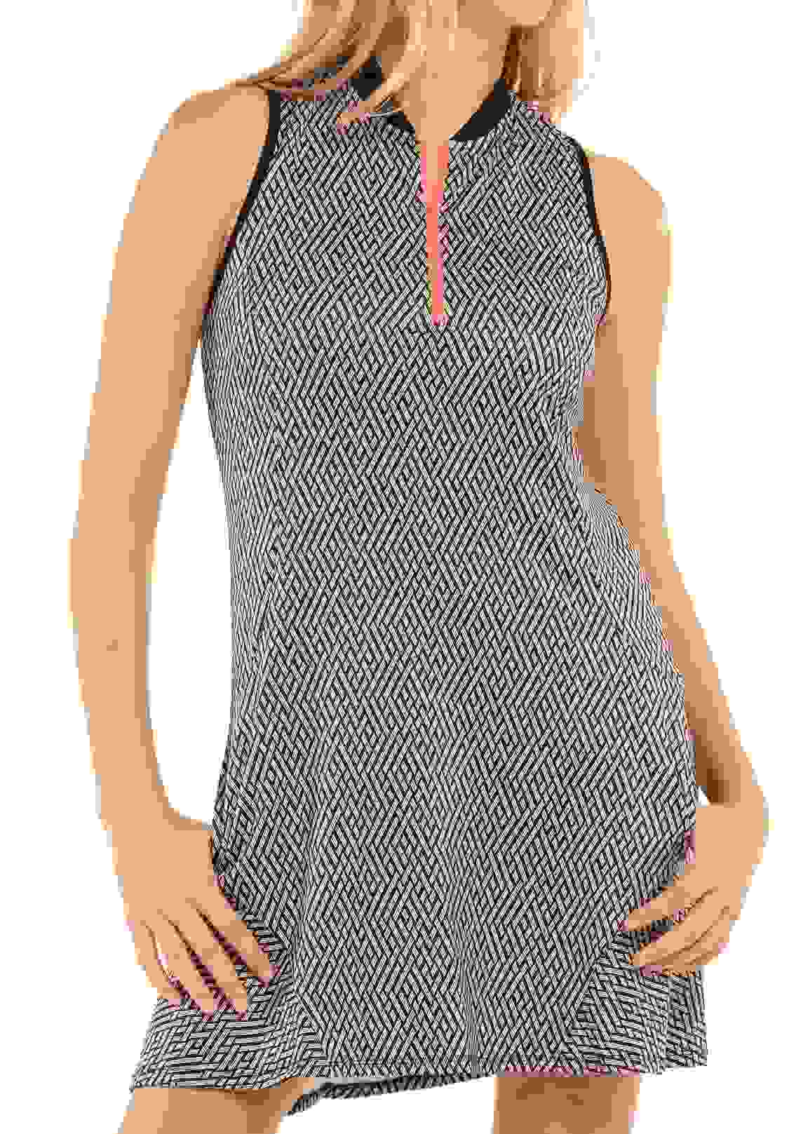 Lucky in Love Thatch Me Later Damen Golfkleid, schwarz/weiss