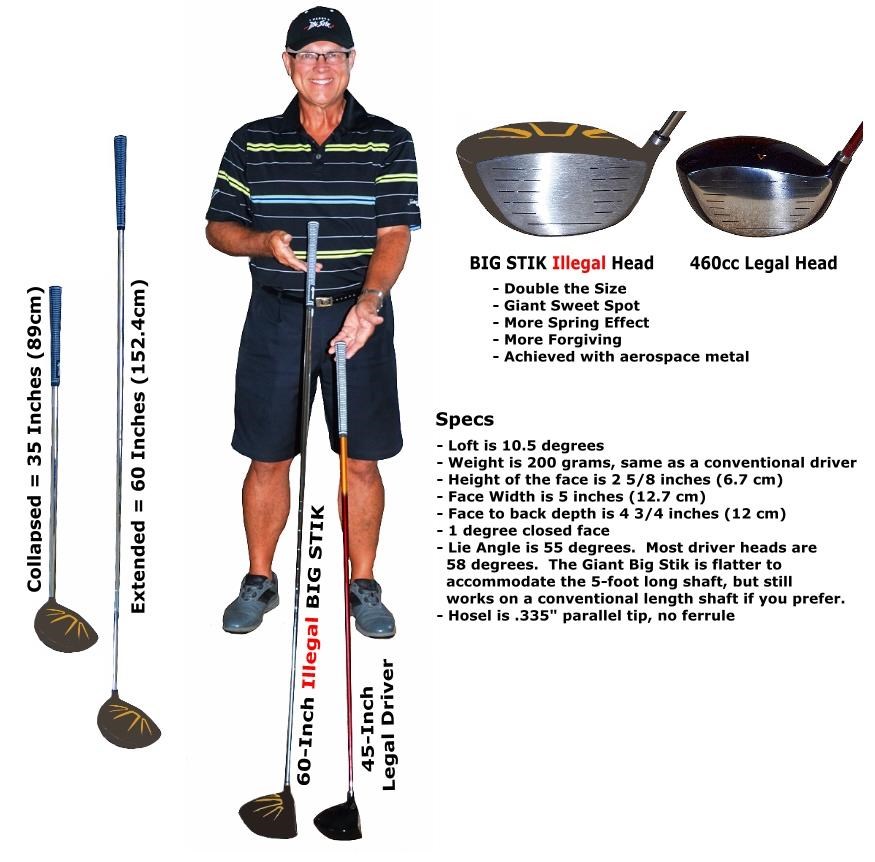 Divnick Golf Big Stik Telescopic Driver, 10.5°