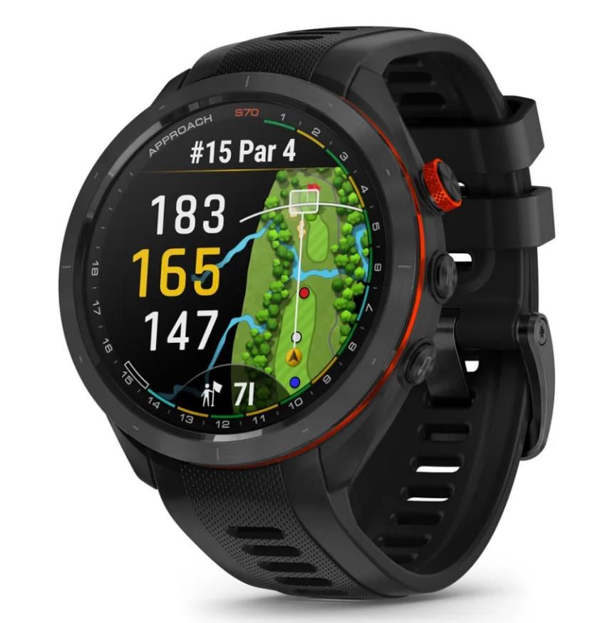 Garmin Approach S70 47mm GPS-Uhr, schwarze Keramiklünette / schwarzes Silikonarmband