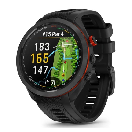 Garmin Approach S70 47mm GPS-Uhr, schwarze Keramiklünette / schwarzes Silikonarmband