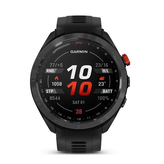 Garmin Approach S70 47mm GPS-Uhr, schwarze Keramiklünette / schwarzes Silikonarmband