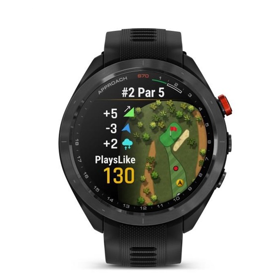 Garmin Approach S70 47mm GPS-Uhr, schwarze Keramiklünette / schwarzes Silikonarmband