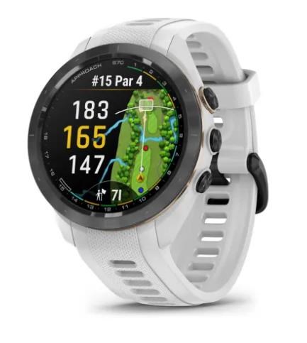 Garmin Approach S70 42mm GPS-Uhr, schwarze Keramiklünette / weißes Silikonarmband