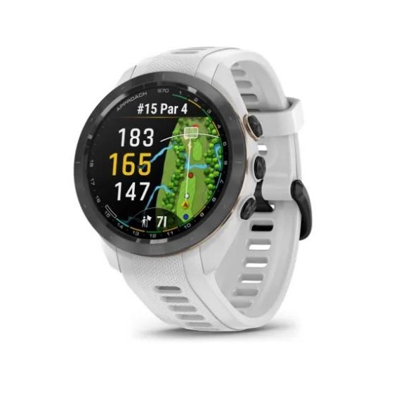 Garmin Approach S70 42mm GPS-Uhr, schwarze Keramiklünette / weißes Silikonarmband