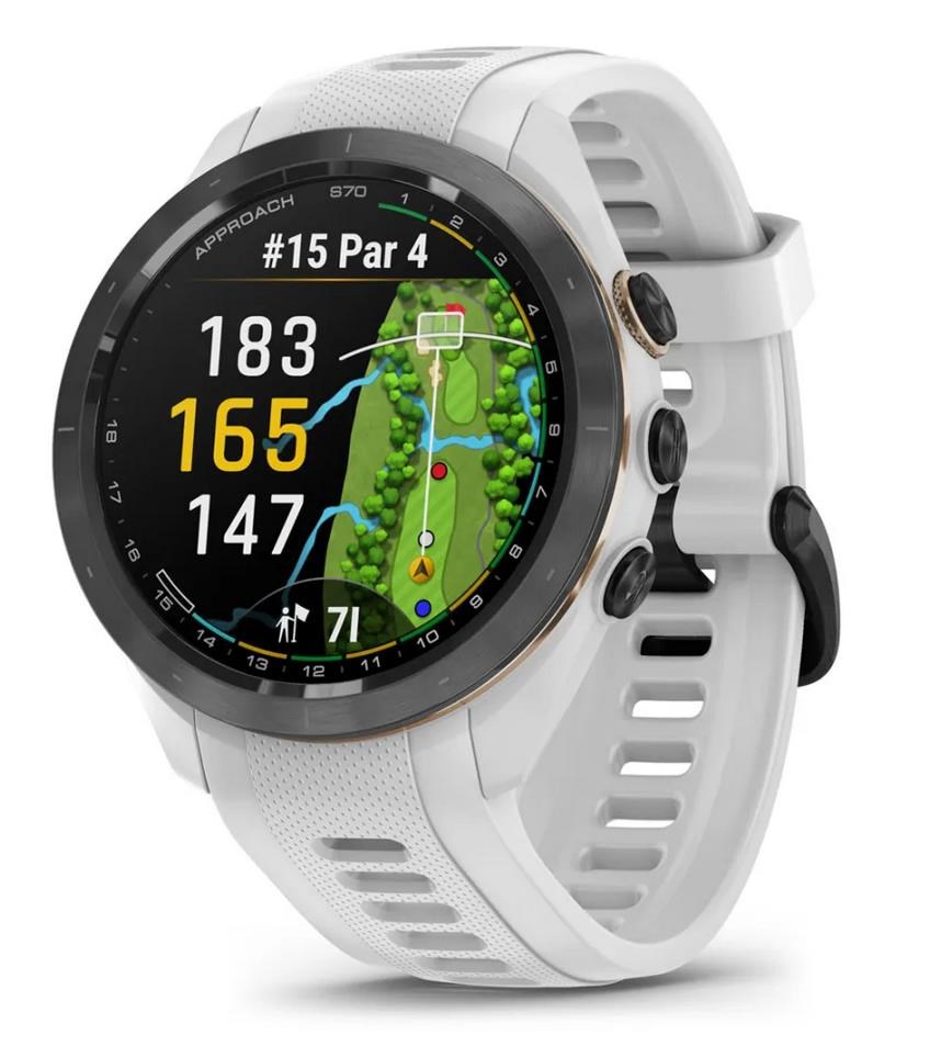 Garmin Approach S70 42mm GPS-Uhr, schwarze Keramiklünette / weißes Silikonarmband