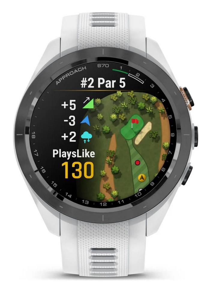 Garmin Approach S70 42mm GPS-Uhr, schwarze Keramiklünette / weißes Silikonarmband