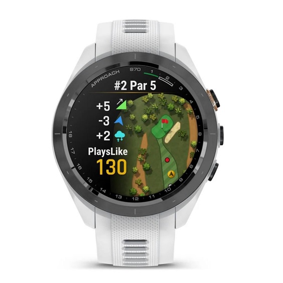 Garmin Approach S70 42mm GPS-Uhr, schwarze Keramiklünette / weißes Silikonarmband