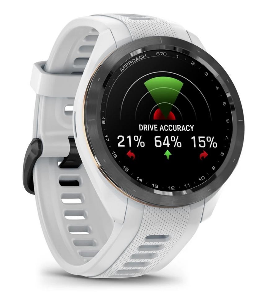 Garmin Approach S70 42mm GPS-Uhr, schwarze Keramiklünette / weißes Silikonarmband
