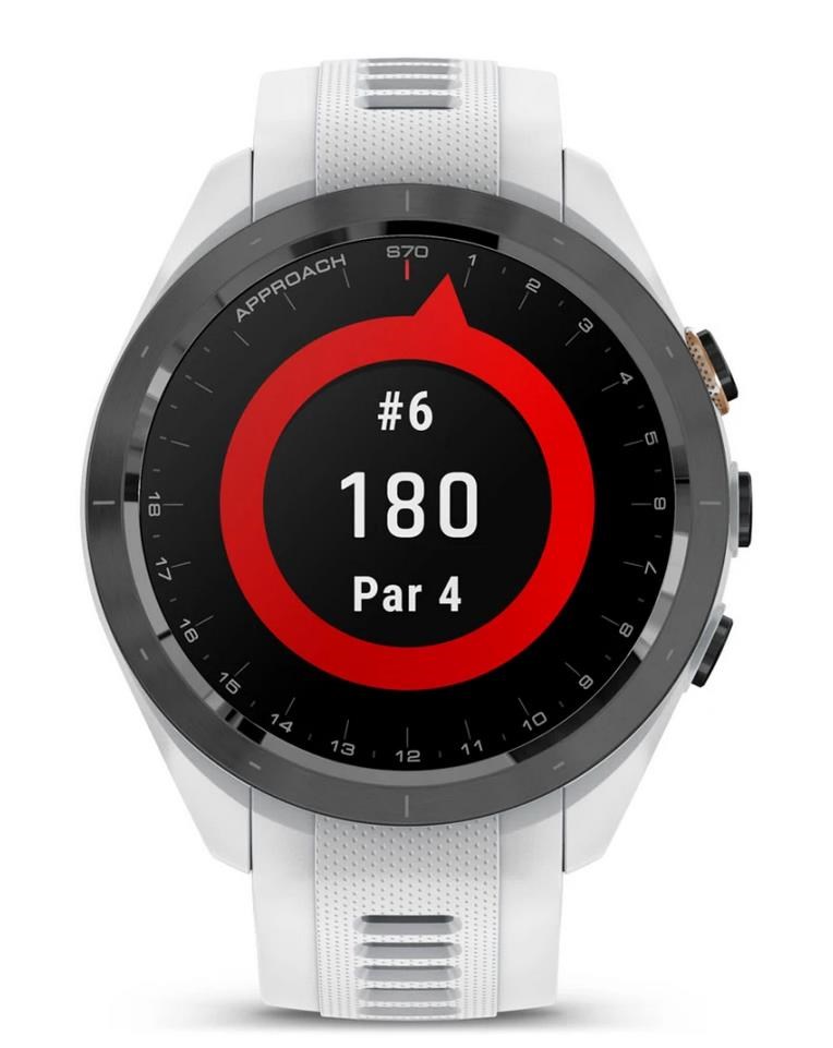 Garmin Approach S70 42mm GPS-Uhr, schwarze Keramiklünette / weißes Silikonarmband