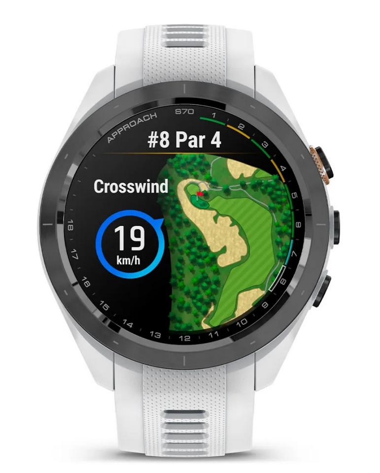Garmin Approach S70 42mm GPS-Uhr, schwarze Keramiklünette / weißes Silikonarmband