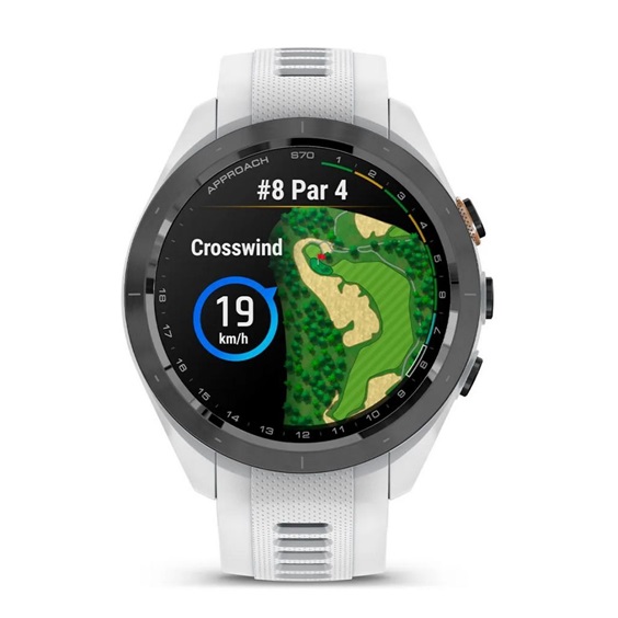 Garmin Approach S70 42mm GPS-Uhr, schwarze Keramiklünette / weißes Silikonarmband