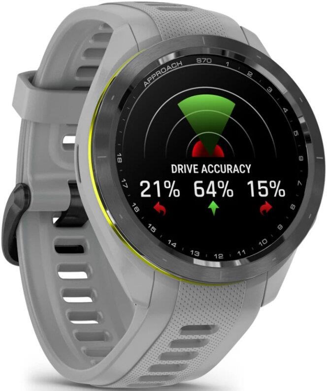 Garmin Approach S70 42 mm GPS-Uhr, Keramiklünette Schwarz/Silikonarmband Pulvergrau