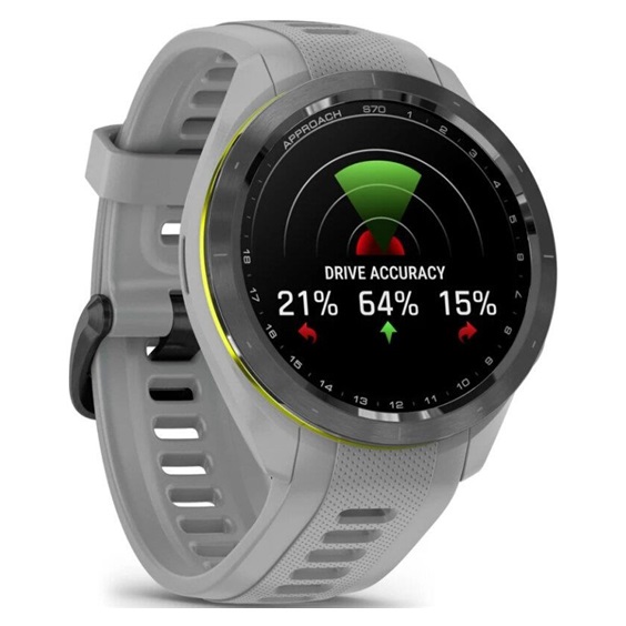 Garmin Approach S70 42 mm GPS-Uhr, Keramiklünette Schwarz/Silikonarmband Pulvergrau