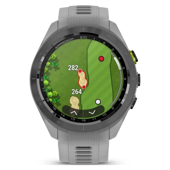 Garmin Approach S70 42 mm GPS-Uhr, Keramiklünette Schwarz/Silikonarmband Pulvergrau