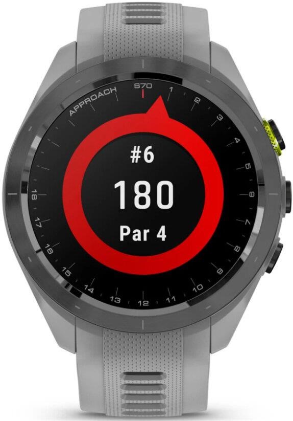 Garmin Approach S70 42 mm GPS-Uhr, Keramiklünette Schwarz/Silikonarmband Pulvergrau