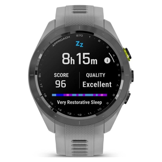 Garmin Approach S70 42 mm GPS-Uhr, Keramiklünette Schwarz/Silikonarmband Pulvergrau