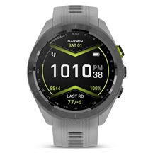 Garmin Approach S70 42 mm GPS-Uhr, Keramiklünette Schwarz/Silikonarmband Pulvergrau