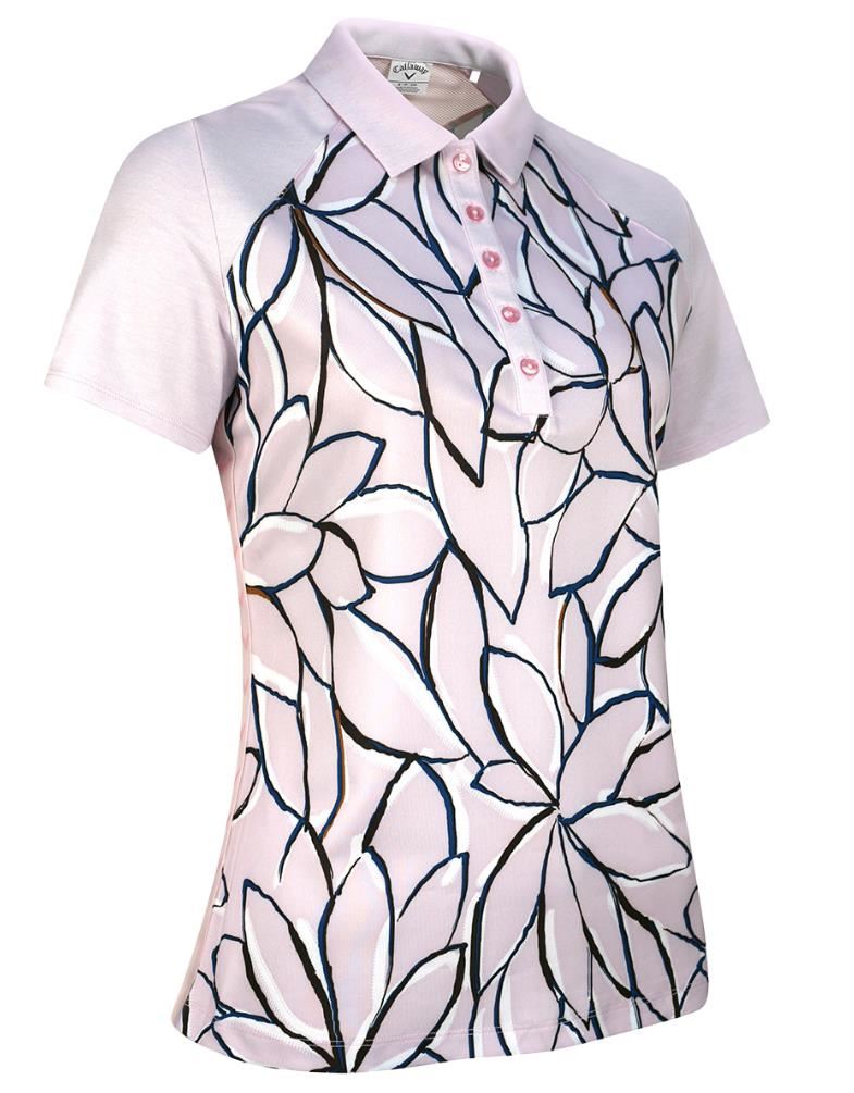 Callaway Linear Floral Damen Poloshirt, pink nectar