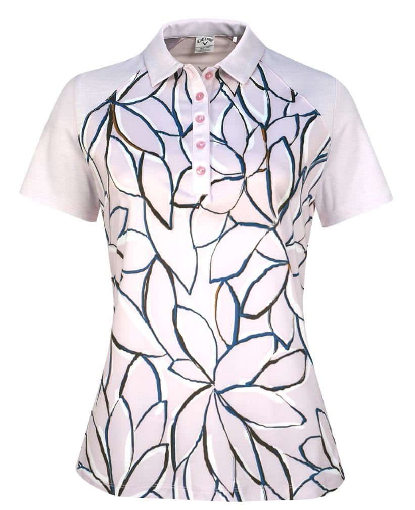 Callaway Linear Floral Damen Poloshirt, pink nectar