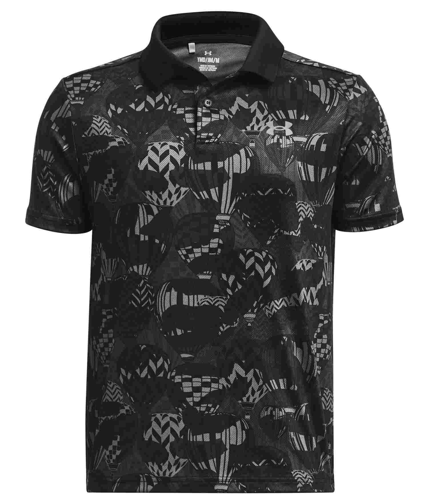 Under Armour Performance Printed Junior Poloshirt, schwarz