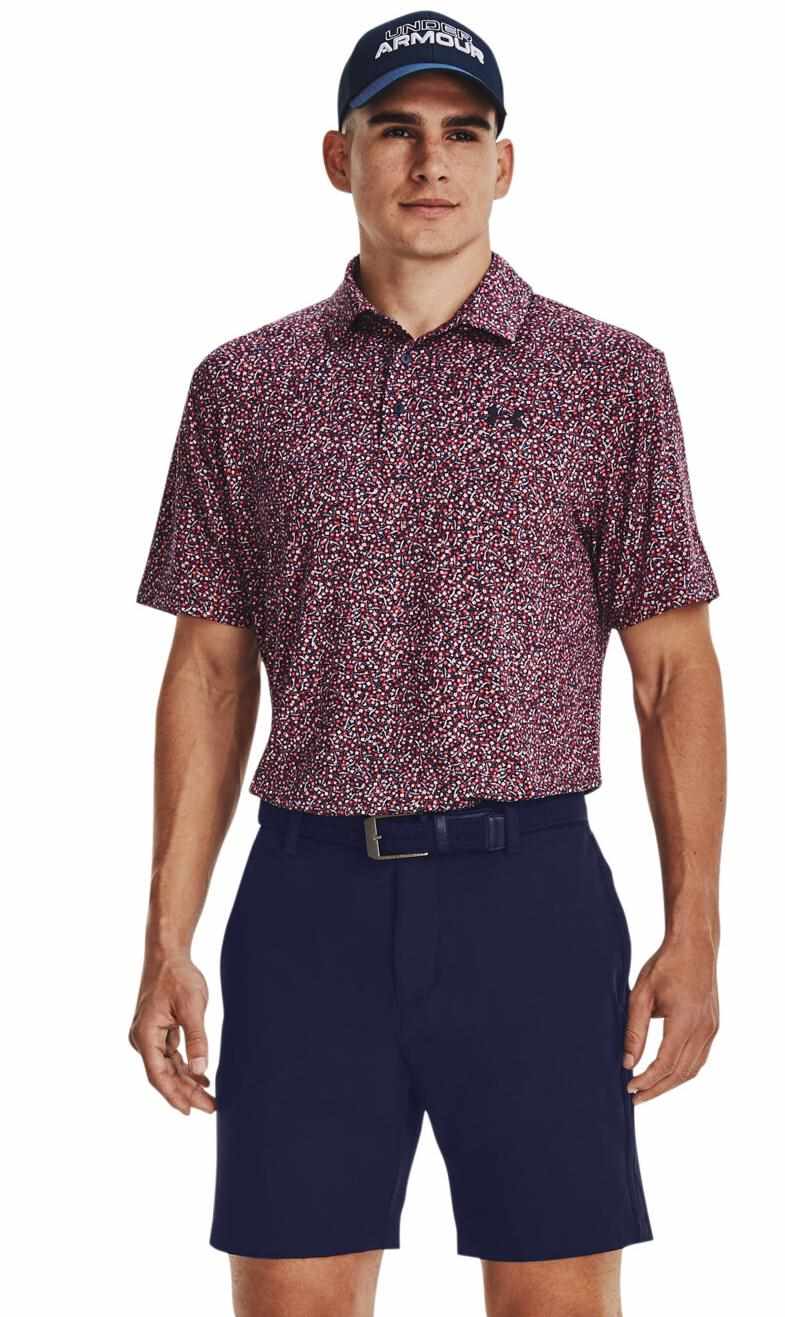 Under Armour Playoff 3.0 Printed Herren Poloshirt, dunkelblau/rot