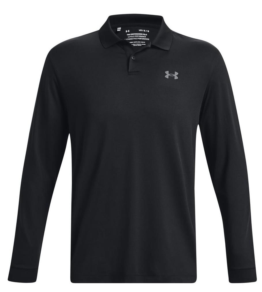 Under Armour Performance 3.0 Herren Langarm-Poloshirt, schwarz