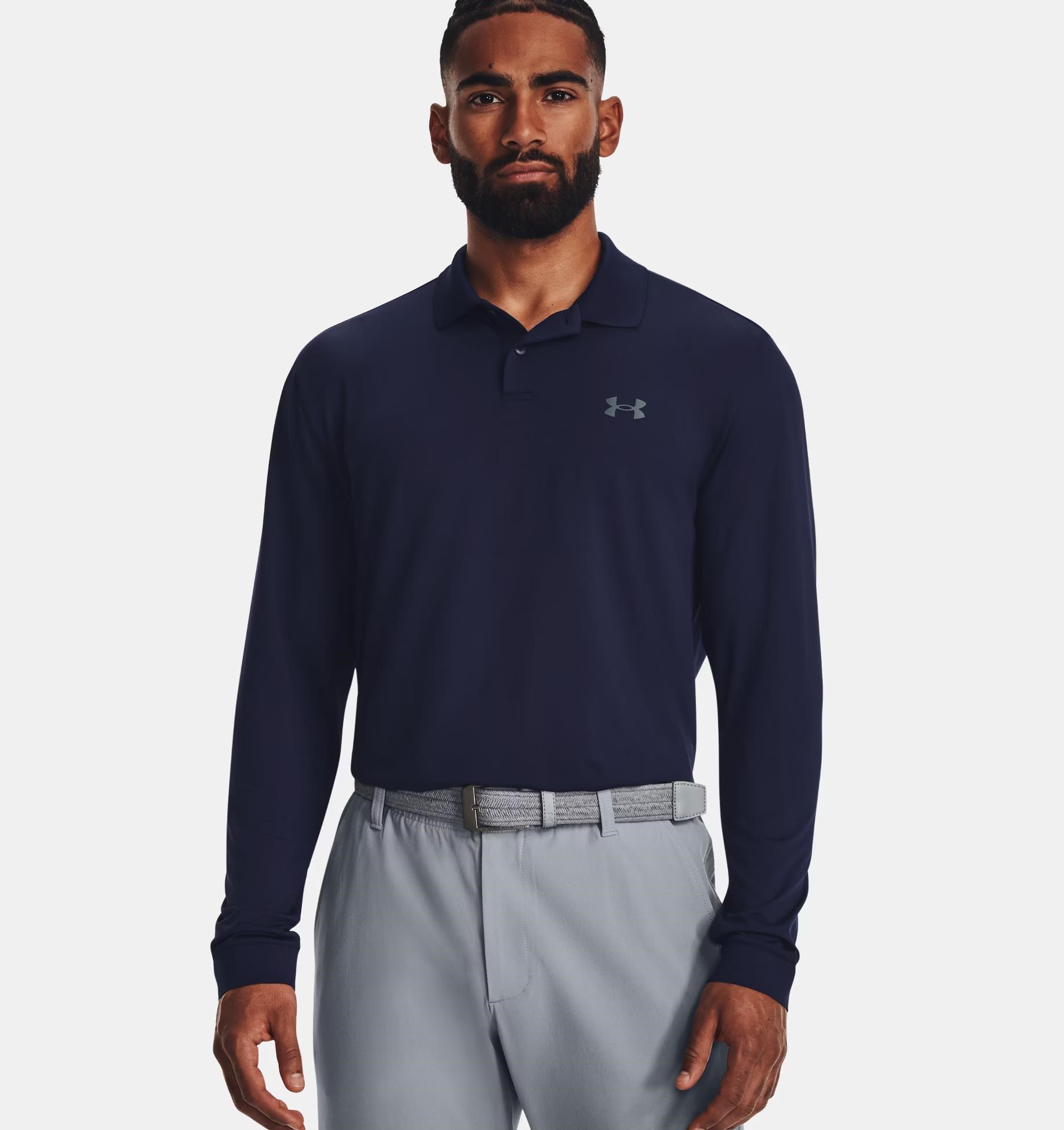 Under Armour Matchplay Herren Langarm-Poloshirt, dunkelblau