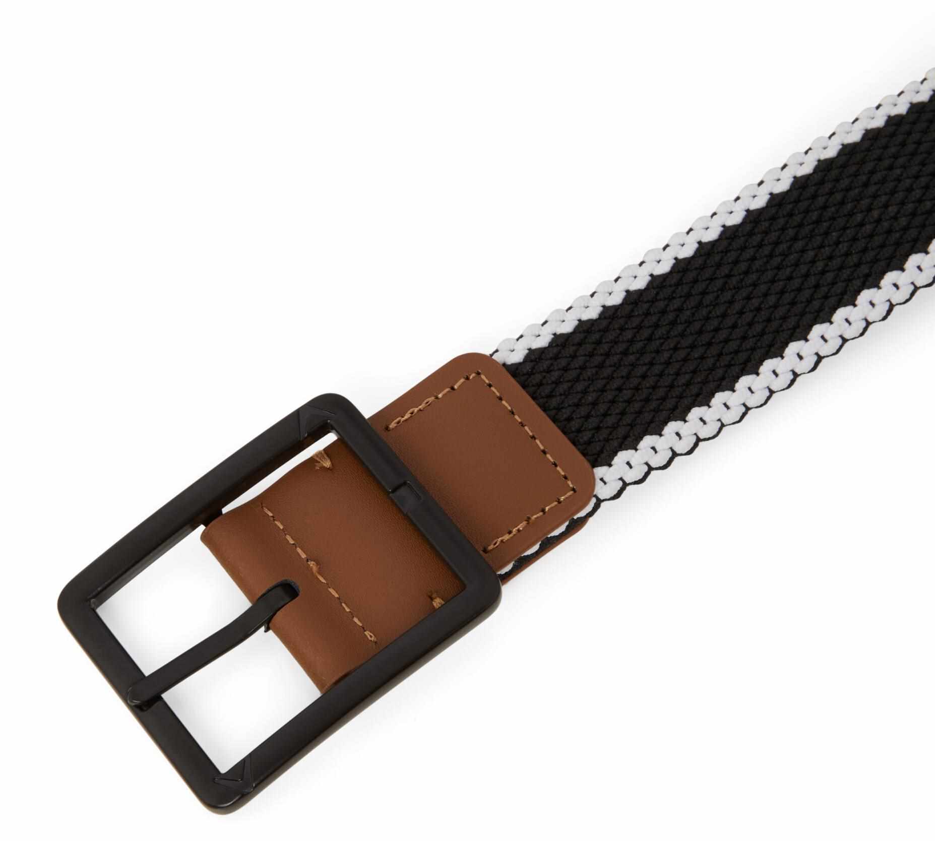 Callaway Striped Stretch Braided Herren Gürtel, schwarz/weiss