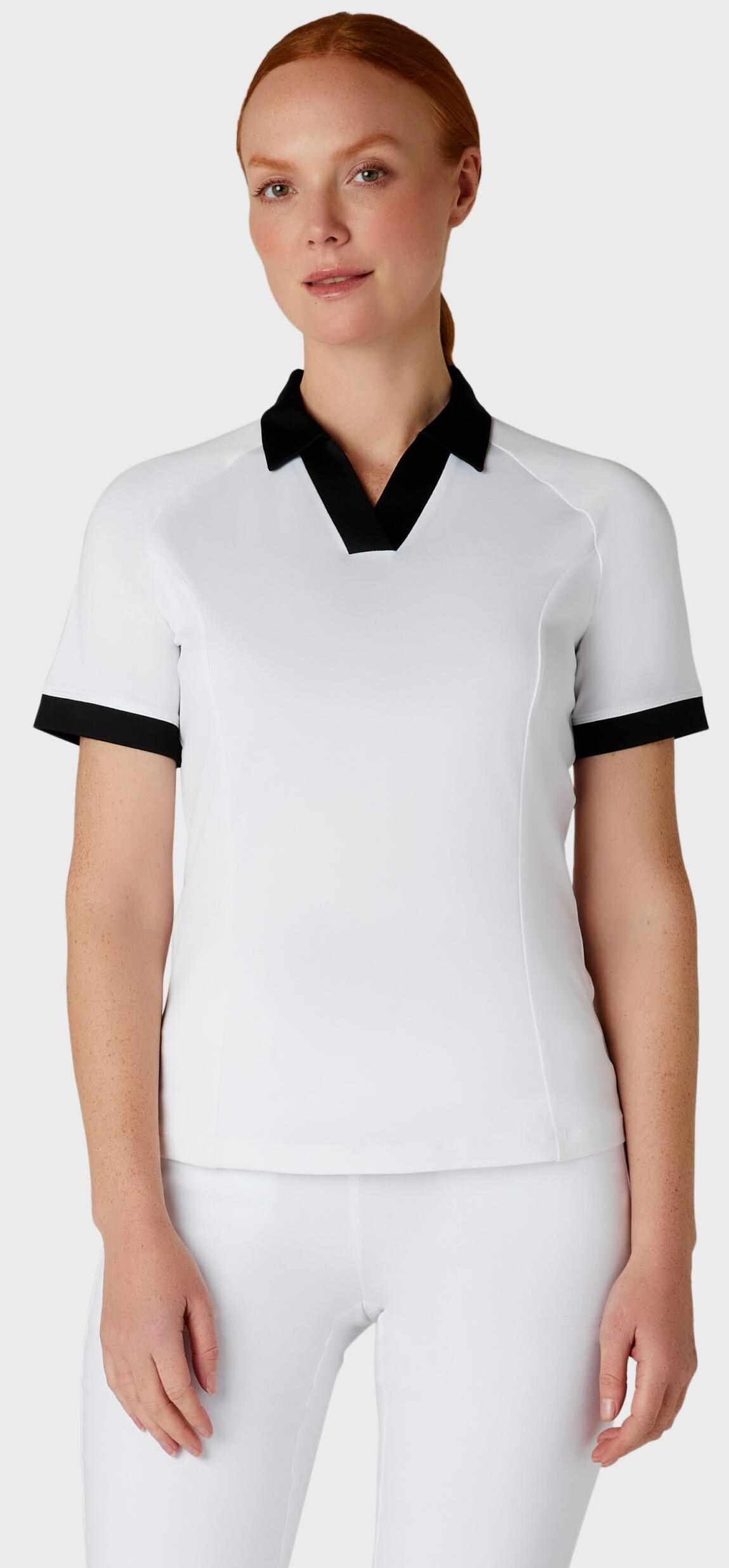 Callaway V-Placket Colorblock Damen Poloshirt, weiss/schwarz