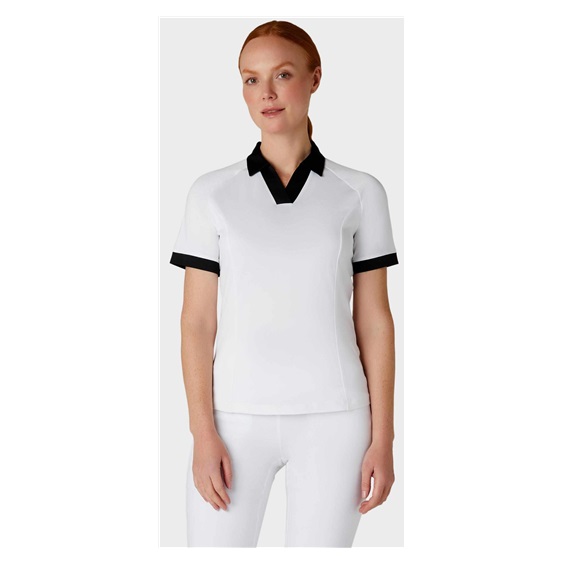 Callaway V-Placket Colorblock Damen Poloshirt, weiss/schwarz